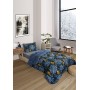 ETE HOMETEX TEK KİŞİLİK LÜX WELSOFT YORGAN SETİ MONESTERA İNDİGO 155X215CM 8696474231888